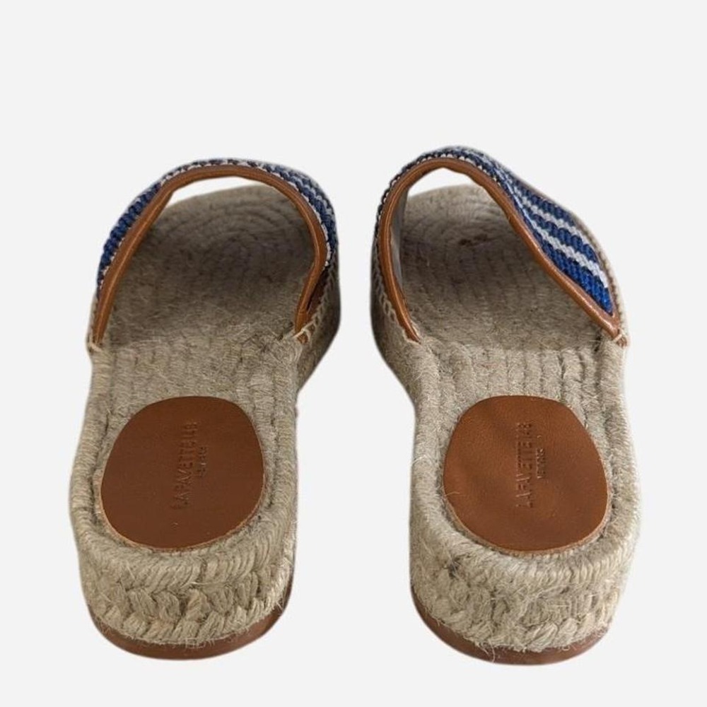 Lafayette 148 New York Raffia Espadrille Slide Cobalt Multi Size 39.5 / 9 - Picture 4 of 8